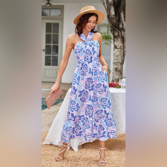 Grace Karin Strapless Dress - Blue and Pink Floral - Picture 3 of 4